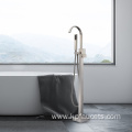 Brushed Nickel High-end and Floor Standing Tub Faucet with Handheld Shower, Elegant Freestanding Bathtub Faucet Tub Filler